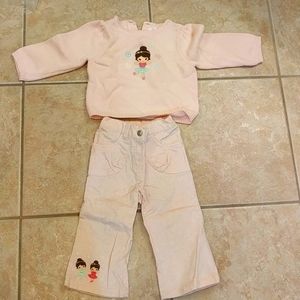 Glittery snowflake girls 12-18 m sweater & cords